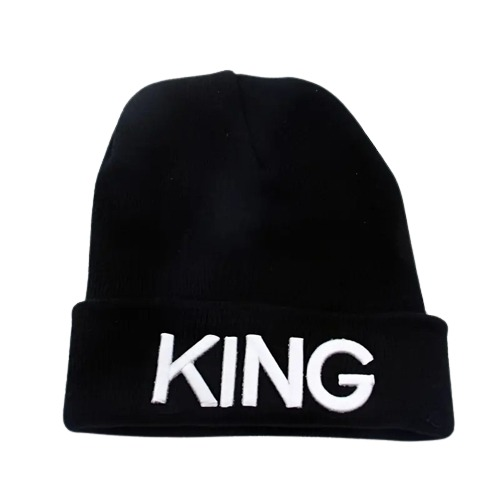 King Beanie (Printed)- Black/White Temu