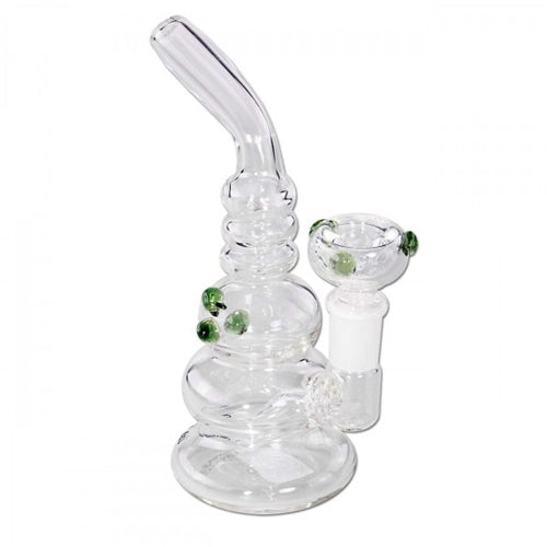 Black Leaf Mini Bubbler- Green Near Dark