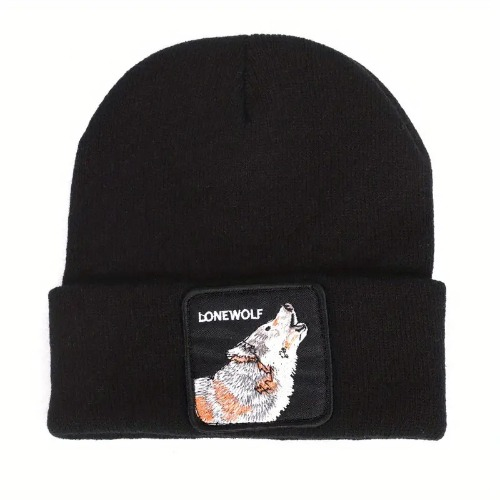 Loan Wolf Beanie- Black Temu