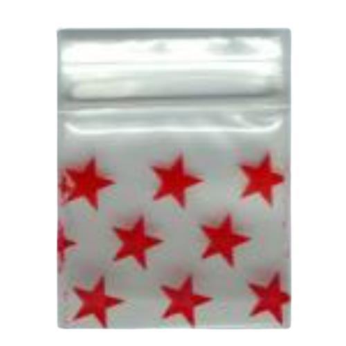 Printed Bags, 26x26mm- Red Stars Agung
