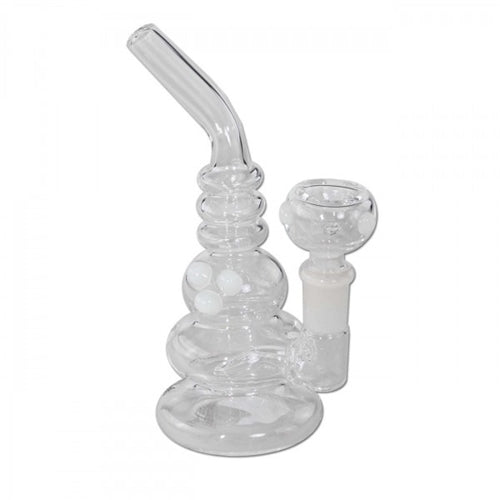 Black Leaf Mini Bubbler- White Near Dark