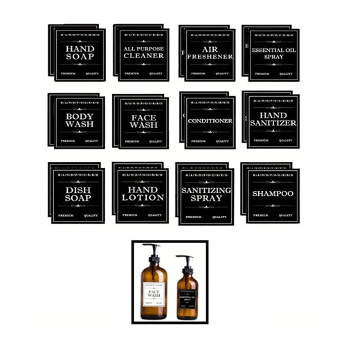12pk Waterproof Decoy Bottle Labels- Black Temu