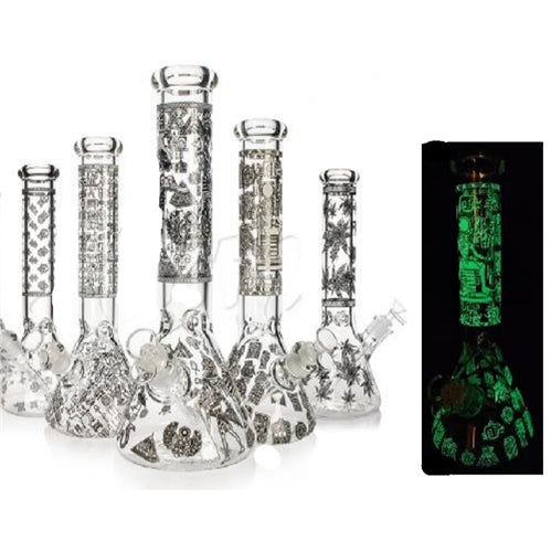 Hittn' Glowing Pattern Beaker 36cm Shenghong Glass