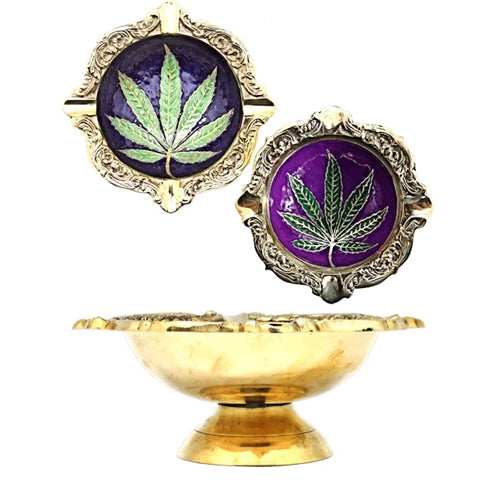 Elaborate Brass Bowl- Green Agung