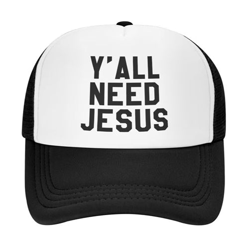 Y'all Need Jesus Cap- Black