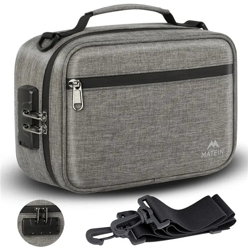 Smell Proof Travel Bag w/ Lock- Grey