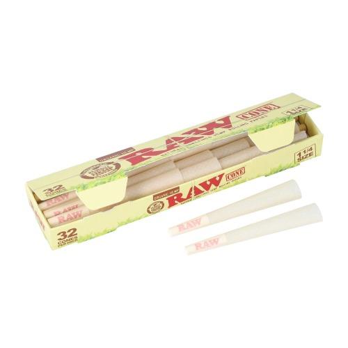 RAW Organic P/R Cones 32pk 1 1/4 Cig Corp