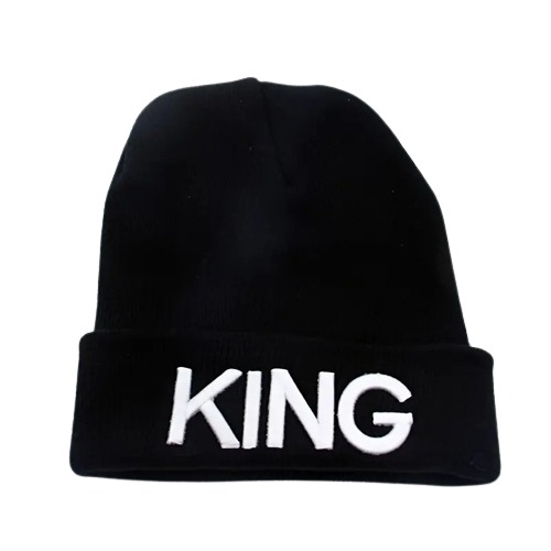 King Beanie (Printed)- Black/White