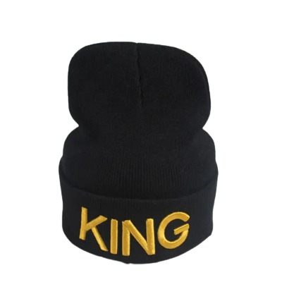 King Beanie (Printed)- Black/Gold Temu