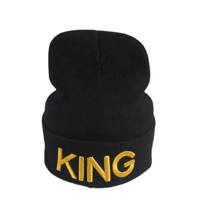 King Beanie (Printed)- Black/Gold