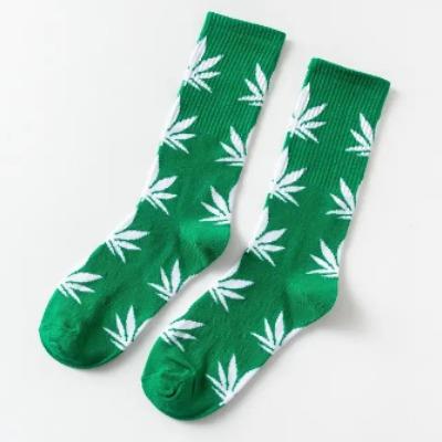 Leaf Socks- Green/White Temu