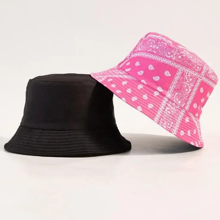 Pink Paisley Print Bucket Hat