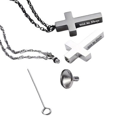 Plain Cross Snuff Necklace- Black Temu