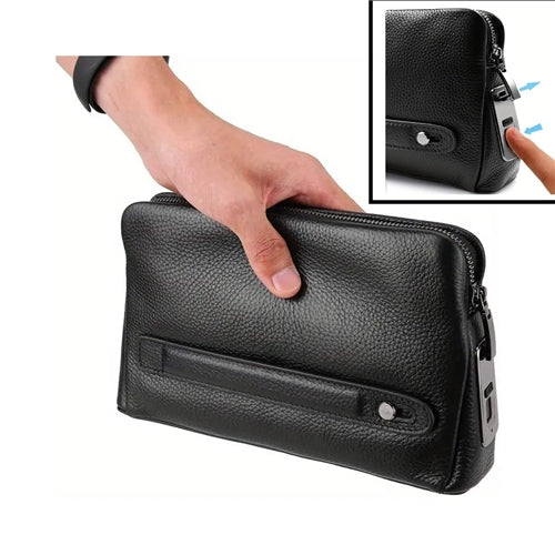Genuine Leather Bag w/ Fingerprint Lock Temu