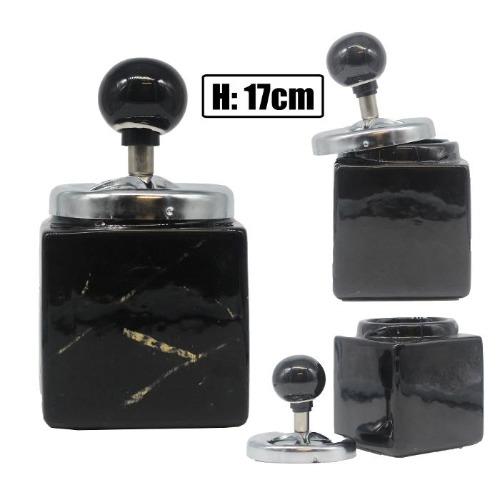 Marble Spinning Ashtray- Blk Trio Trading