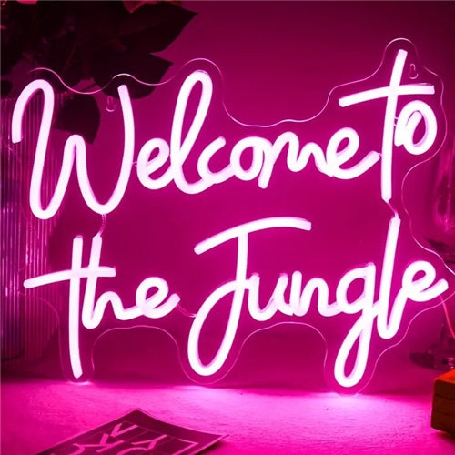 Welcome To The Jungle Neon Sign- Pink Temu