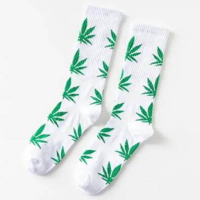 Leaf Socks- White/Green Temu