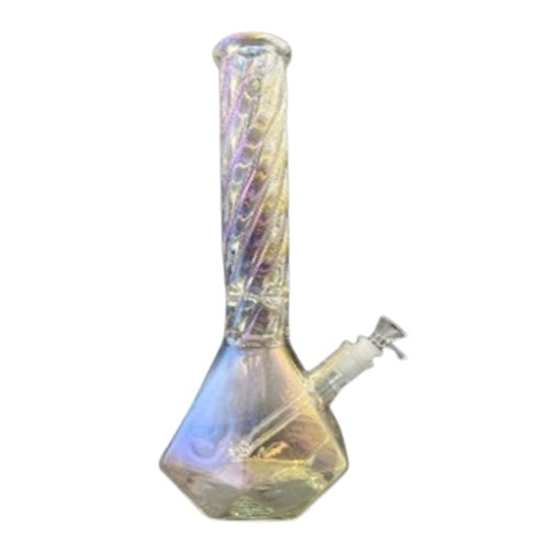 Hex Base Twist Beaker- 40cm (Holo. Rainbow) Xu Bongs