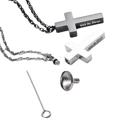 Plain Cross Snuff Necklace- Silver