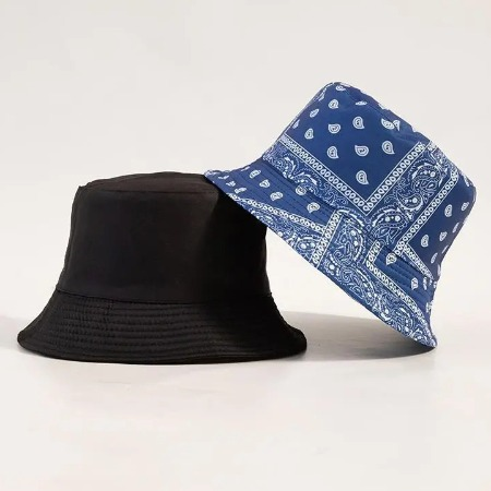 Blue Paisley Print Bucket Hat