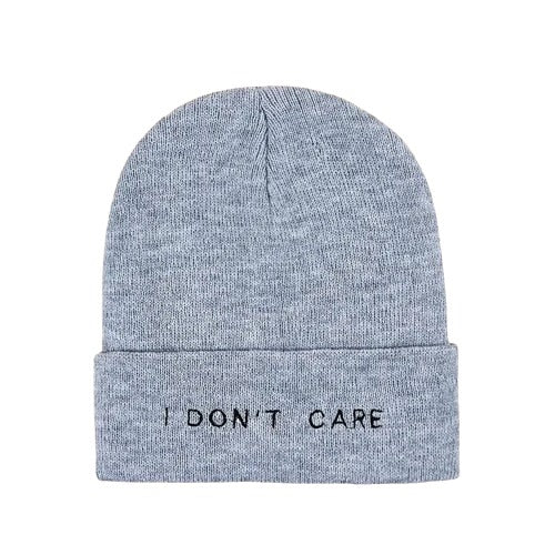 I Don't Care Beanie- Grey