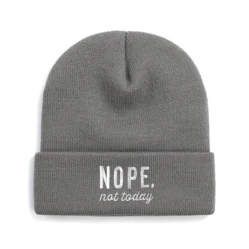 Nope. Not Today. Beanie- Grey Temu