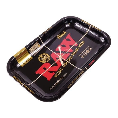 Raw Black Rolling Tray Double-Sided- Mini Cig Corp