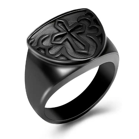 Engraved Snuff Ring- Black Temu