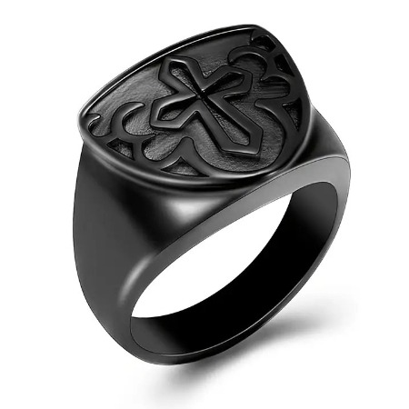 Engraved Snuff Ring- Black