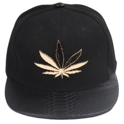 Snakeskin Leaf Cap- Black/Gold Temu
