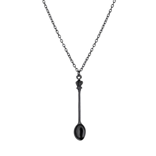 Mini Teaspoon Necklace- Black