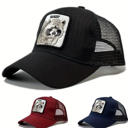 Racoon Bandit Cap- Black