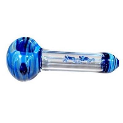 Glass Pipe w/ Frogs- Light Blue Agung